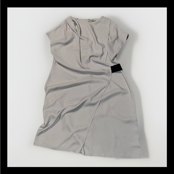 ASOS Dresses & Skirts - Asos Greige Shift Wrap Dress Elastic Waist Accent Size 16